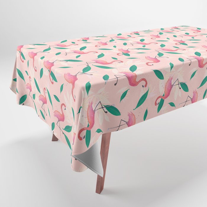 Pink flamingo tropical pattern Tablecloth Gallery Image 1