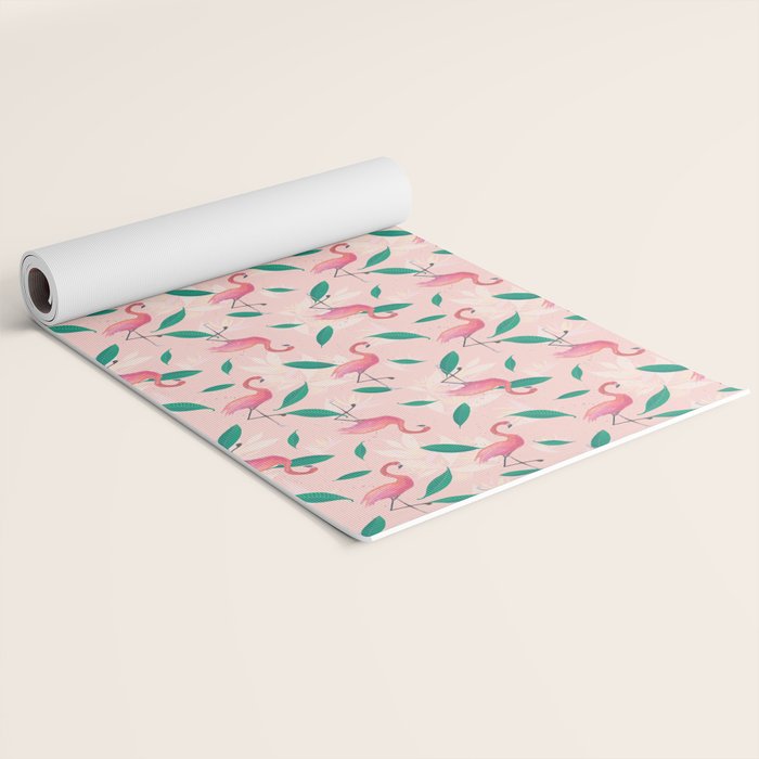 Pink flamingo tropical pattern Yoga Mat Gallery Image 2