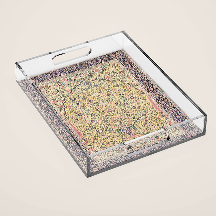 Douglass Mughal 'Millefleurs' North Indian Rug Print Acrylic Tray Gallery Image 1