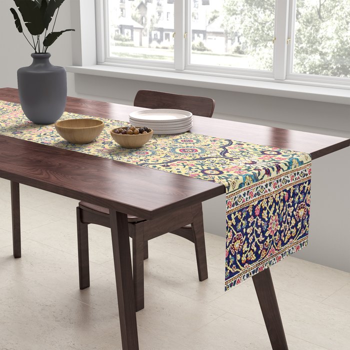 Douglass Mughal 'Millefleurs' North Indian Rug Print Table Runner Gallery Image 2