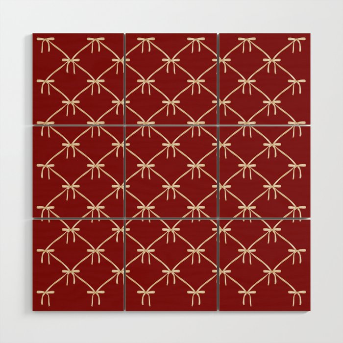 Bows & Ribbons Pattern XI Ruby Red Wood Wall Art Gallery Image 1