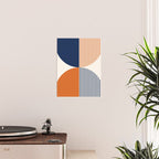 Abstraction Shapes 135 in Navy Blue Orange (Moon Phase Abstract)  Poster Gallery Image 2