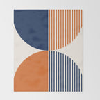 Abstraction Shapes 135 in Navy Blue Orange (Moon Phase Abstract)  Throw Blanket Gallery Image 2