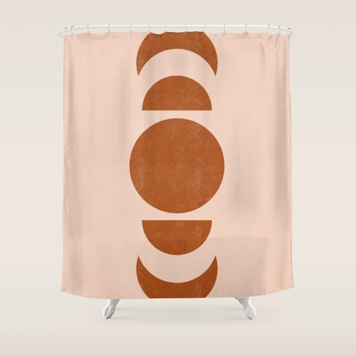 Terracotta Moon Phase Mid Century Shower Curtain Gallery Image 1