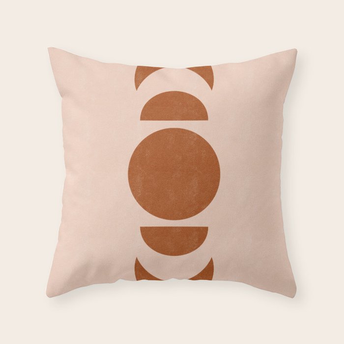 Terracotta Moon Phase Mid Century Throw Pillow Gallery Image 6