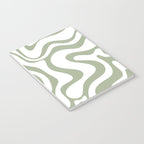 Liquid Swirl Retro Abstract Pattern in White and Sage Notebook Gallery Image 3
