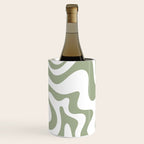 Liquid Swirl Retro Abstract Pattern in White and Sage Wine Chiller Gallery Image 1