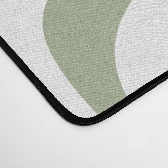 Liquid Swirl Retro Abstract Pattern in White and Sage Desk Mat Gallery Image 4