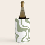 Liquid Swirl Retro Abstract Pattern in White and Sage Wine Chiller Gallery Image 3