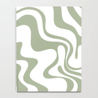 Liquid Swirl Retro Abstract Pattern in White and Sage Notebook Gallery Image 4