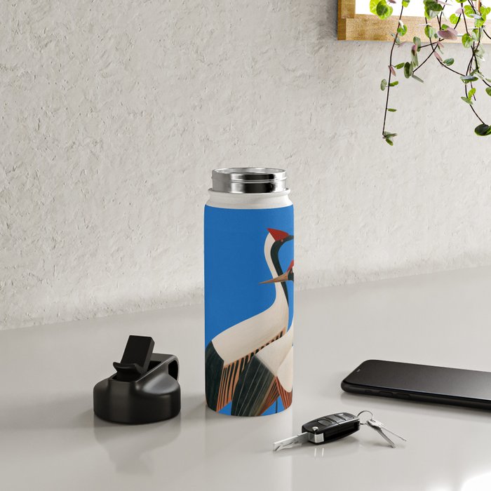 Stillness in Motion - Abstract Cranes in Blue Water Bottle Gallery Image 4