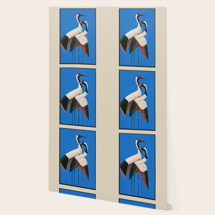 Stillness in Motion - Abstract Cranes in Blue Wallpaper Gallery Image 2