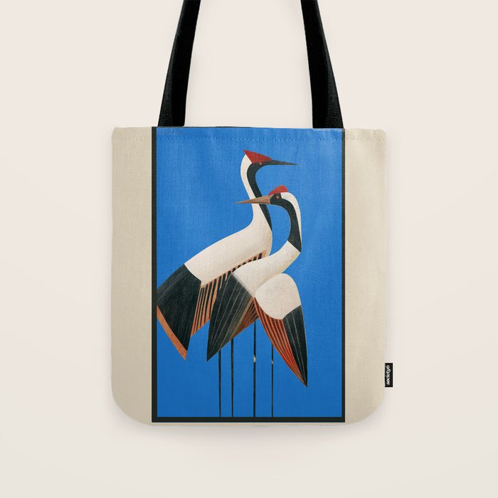 Stillness in Motion - Abstract Cranes in Blue Tote Bag Gallery Image 1