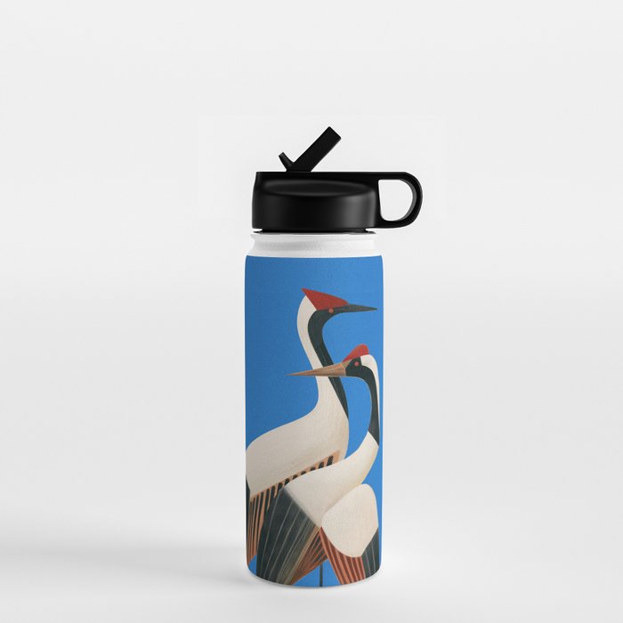 Stillness in Motion - Abstract Cranes in Blue Water Bottle Gallery Image 1