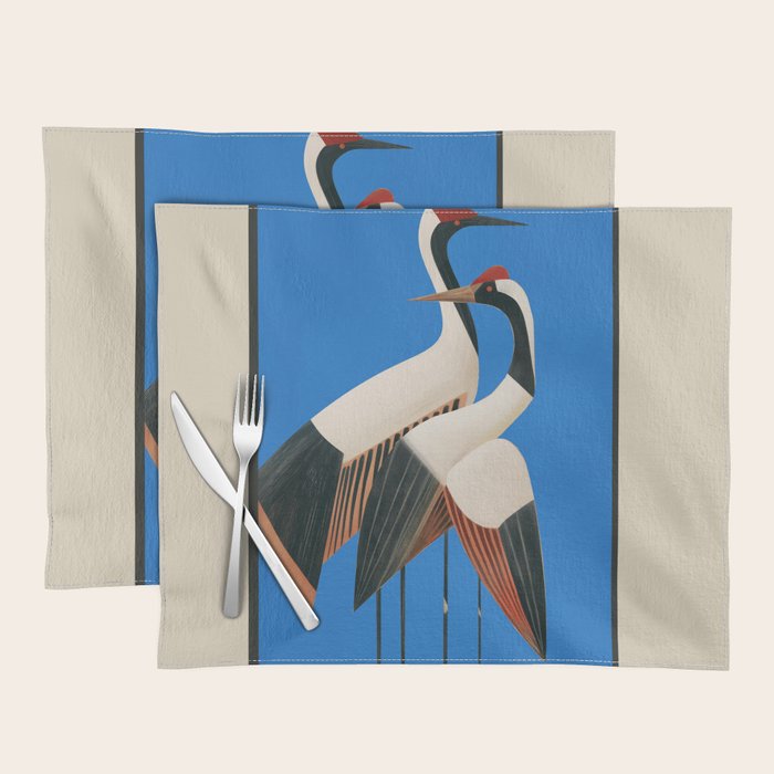 Stillness in Motion - Abstract Cranes in Blue Placemat Gallery Image 1
