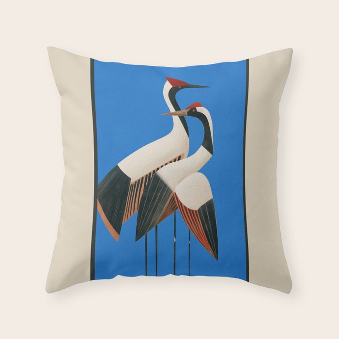 Stillness in Motion - Abstract Cranes in Blue Throw Pillow Gallery Image 6