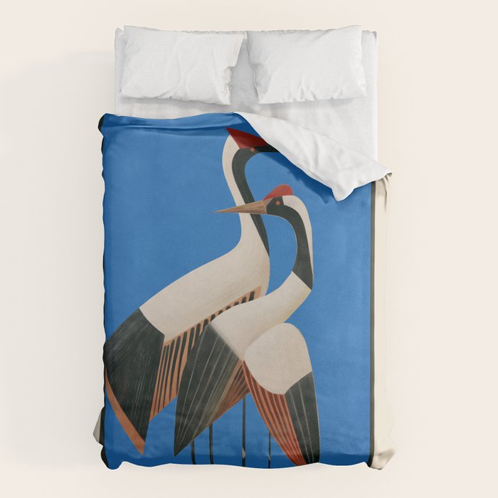 Stillness in Motion - Abstract Cranes in Blue Duvet Cover Gallery Image 6