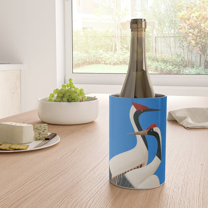Stillness in Motion - Abstract Cranes in Blue Wine Chiller Gallery Image 4