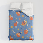 Collection of women holding planet with dream universe. Duvet Cover Gallery Image 6