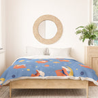Collection of women holding planet with dream universe. Duvet Cover Gallery Image 3