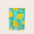 Le citron - lemon fruit market poster on aqua and turquoise stripes Wall Hanging Gallery Image 1