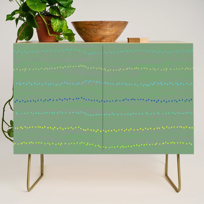 Minimal Doodle Dots in Sage Green Credenza Gallery Image 1
