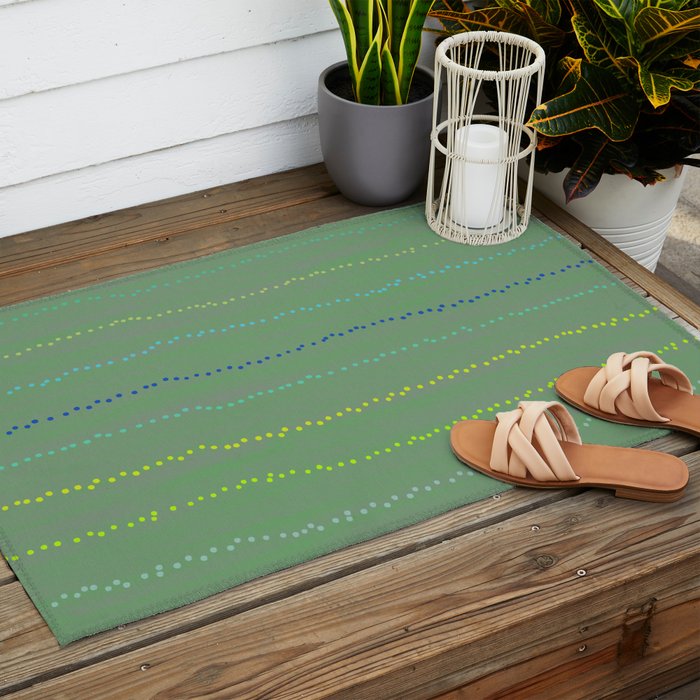 Minimal Doodle Dots in Sage Green Outdoor Rug Gallery Image 2