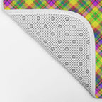 Bright summer neon checkered pattern yellow green purple Bath Mat Gallery Image 2