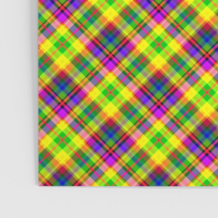 Bright summer neon checkered pattern yellow green purple Poster Gallery Image 3