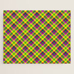 Bright summer neon checkered pattern yellow green purple Jigsaw Puzzle Gallery Image 1