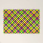 Bright summer neon checkered pattern yellow green purple Welcome Mat Gallery Image 1