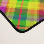 Bright summer neon checkered pattern yellow green purple Desk Mat Gallery Image 4