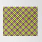 Bright summer neon checkered pattern yellow green purple Throw Blanket Gallery Image 2