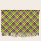 Bright summer neon checkered pattern yellow green purple Wall Hanging Gallery Image 1