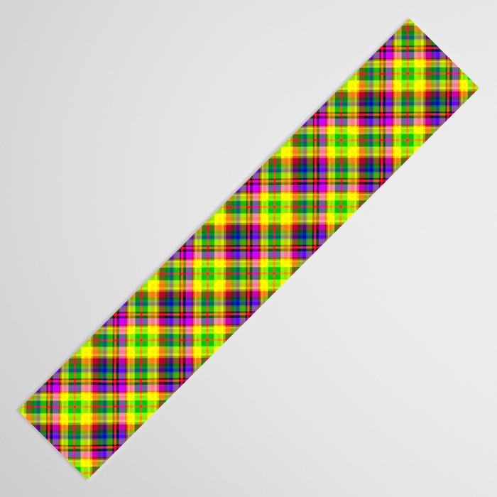 Bright summer neon checkered pattern yellow green purple Table Runner Gallery Image 3