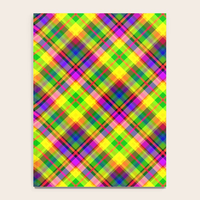 Bright summer neon checkered pattern yellow green purple Notebook Gallery Image 4