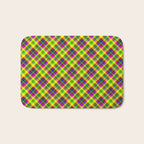 Bright summer neon checkered pattern yellow green purple Bath Mat Gallery Image 1