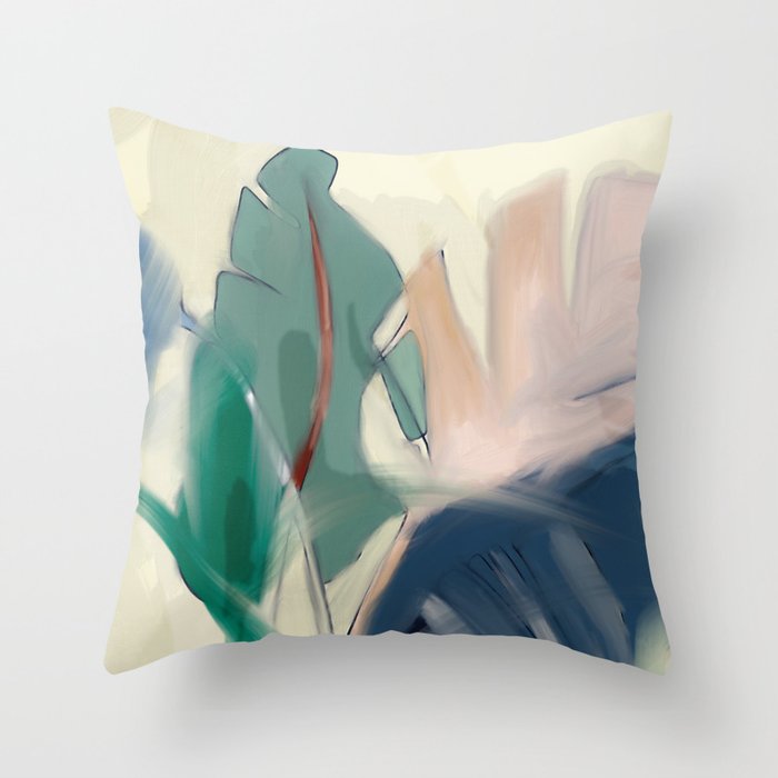abstract pastel leaves 3 Throw Pillow Gallery Image 6