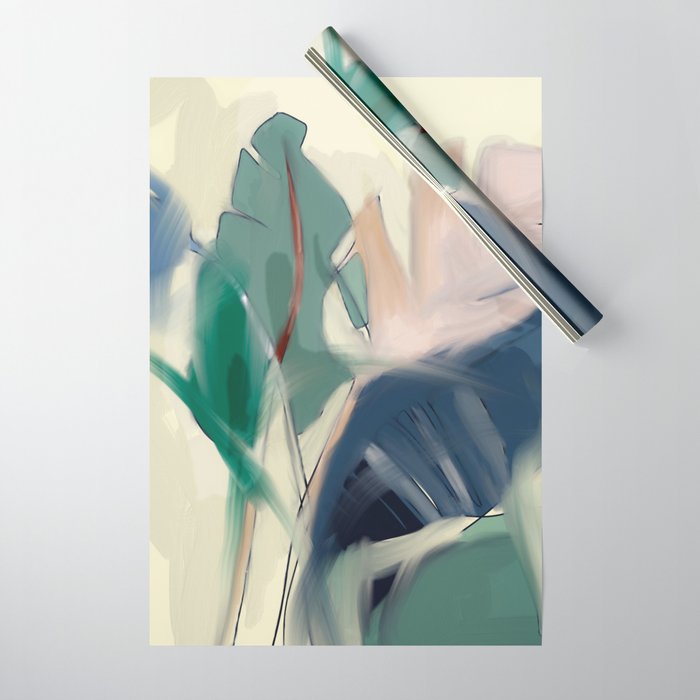 abstract pastel leaves 3 Wrapping Paper Gallery Image 1