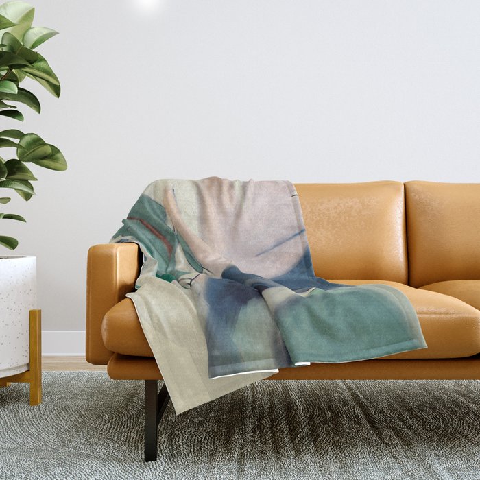 abstract pastel leaves 3 Throw Blanket Gallery Image 1
