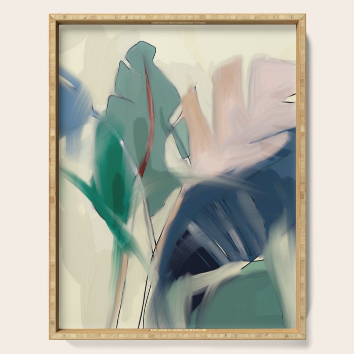 abstract pastel leaves 3 Serving Tray Gallery Image 1