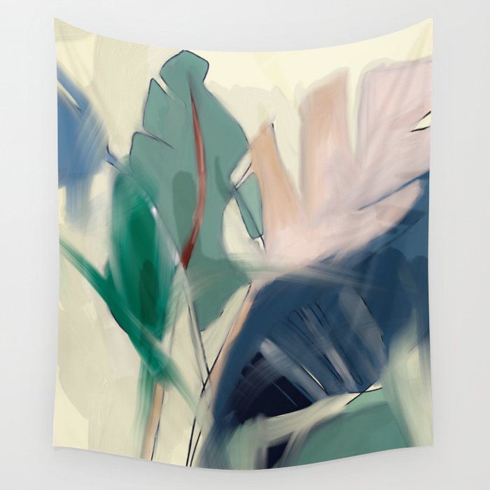 abstract pastel leaves 3 Wall Tapestry Gallery Image 4