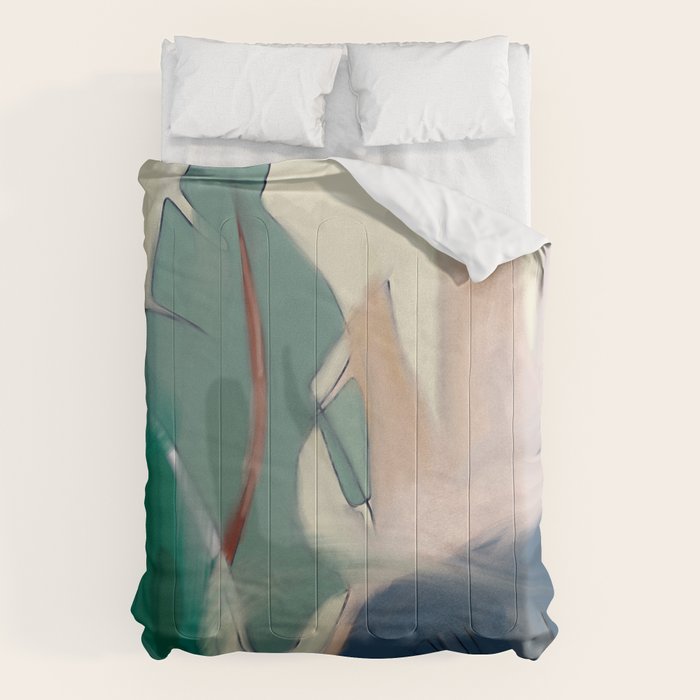 abstract pastel leaves 3 Comforter Gallery Image 1