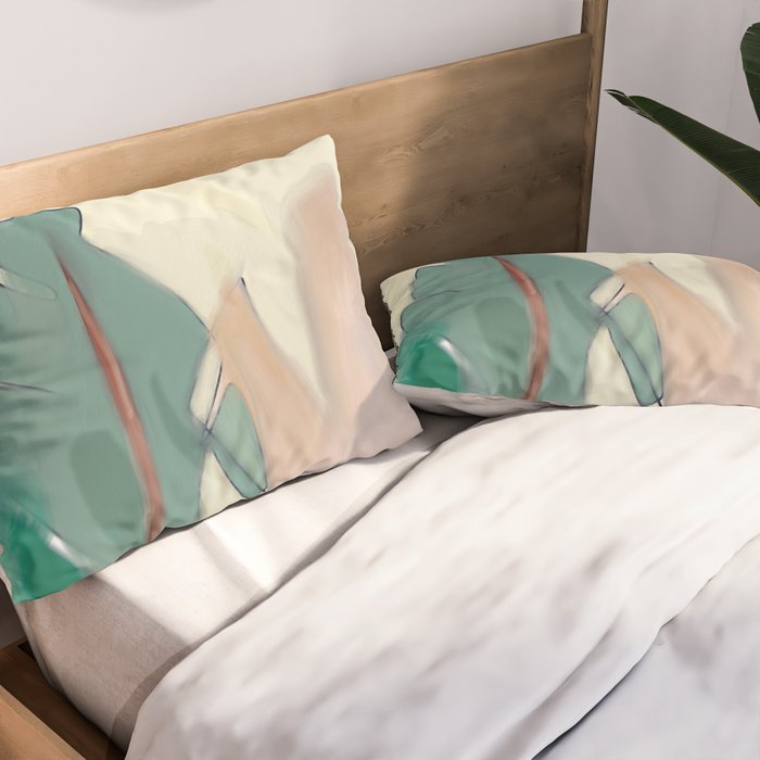 abstract pastel leaves 3 Pillow Sham Gallery Image 2