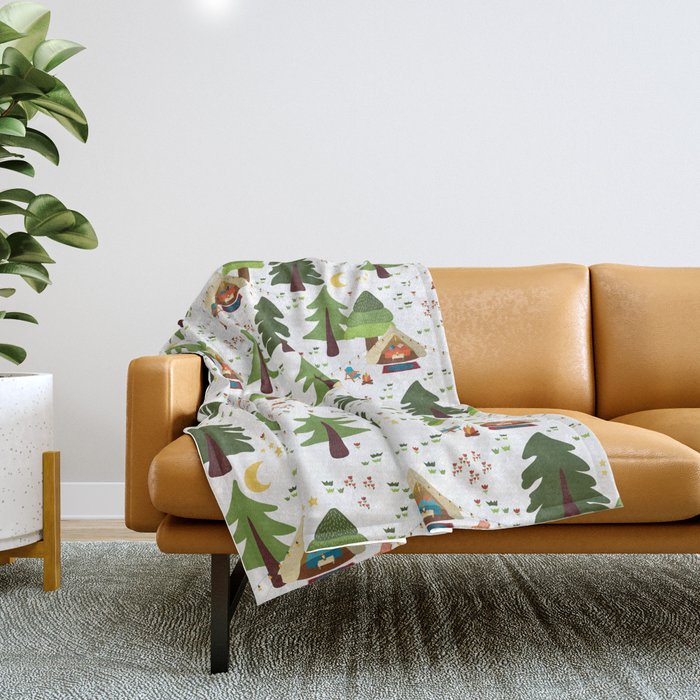 Glamping between trees. Campnight. Throw Blanket Gallery Image 1