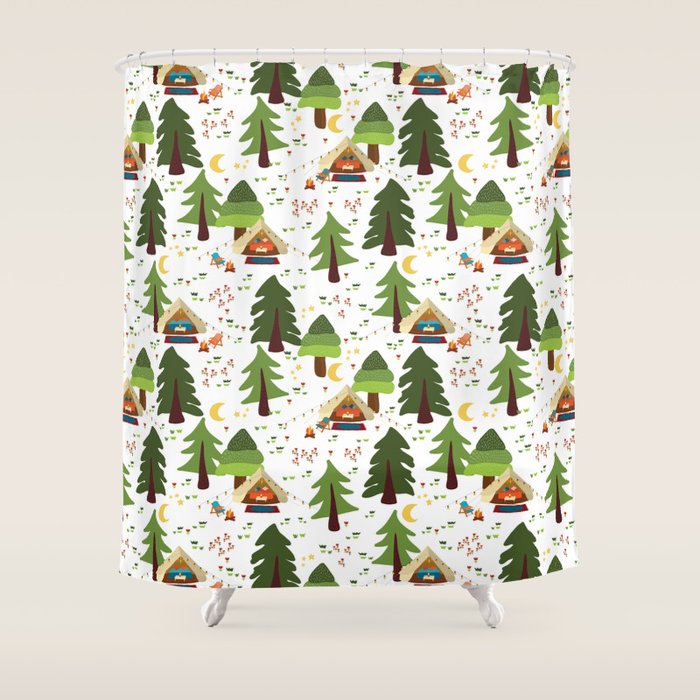 Glamping between trees. Campnight. Shower Curtain Gallery Image 1
