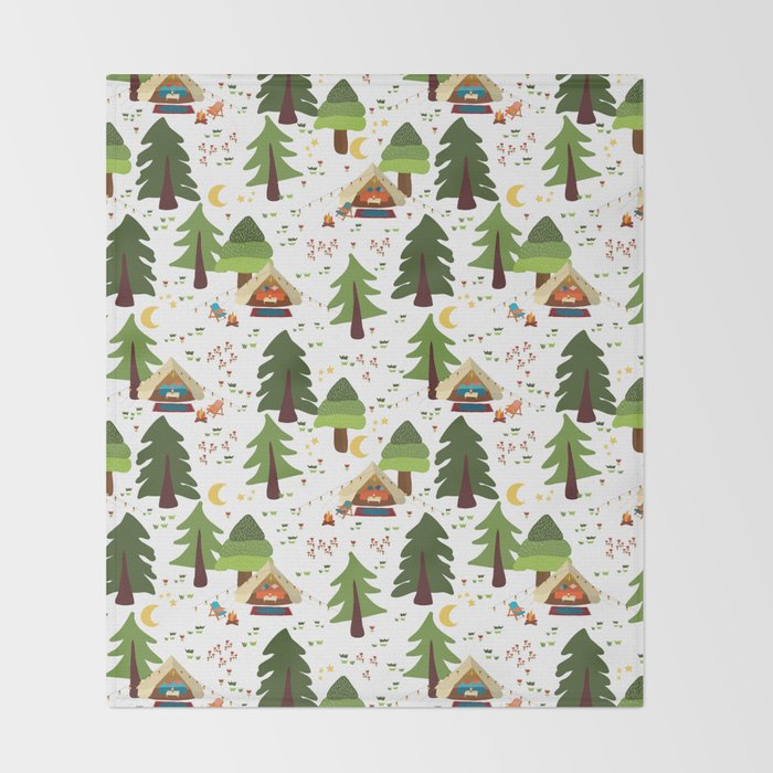 Glamping between trees. Campnight. Throw Blanket Gallery Image 2