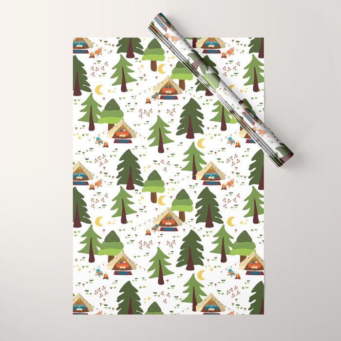 Glamping between trees. Campnight. Wrapping Paper Gallery Image 1