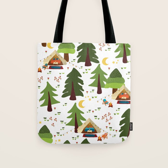 Glamping between trees. Campnight. Tote Bag Gallery Image 1
