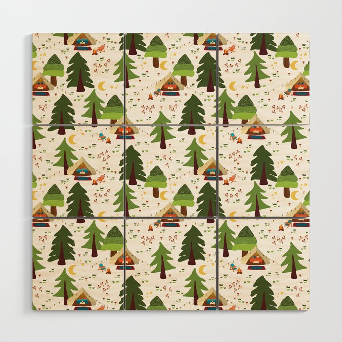 Glamping between trees. Campnight. Wood Wall Art Gallery Image 1